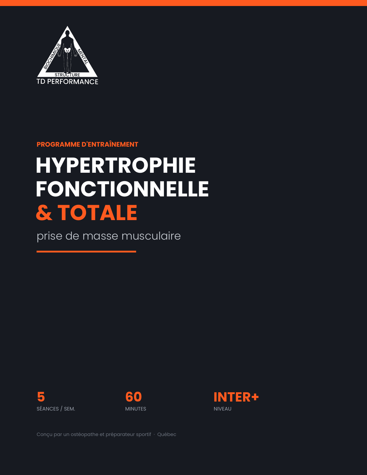 Couverture du programme PDF Hypertrophie fonctionnelle et totale de TD Performance
